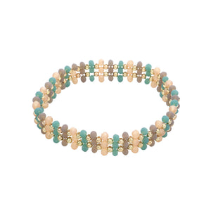 Teal Metal Ball Faceted Beaded Stretch Bracelet, this beaded stretch bracelet is easy to put on, and take off and so comfortable for daily wear. Perfect jewelry gift to expand a woman's fashion wardrobe with a classic, timeless style. Awesome gift for birthdays, Valentine’s Day, or any meaningful occasion.