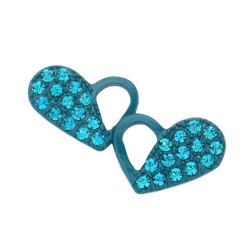 Pendientes de corazón pavé - Verde azulado