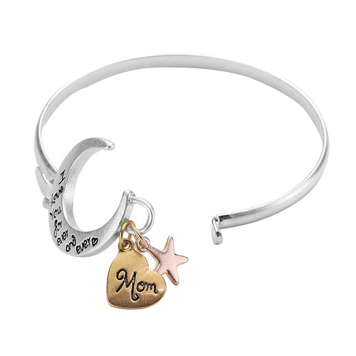 I Love You Forever And Ever Crescent Moon Hook Bracelet - Three Tone