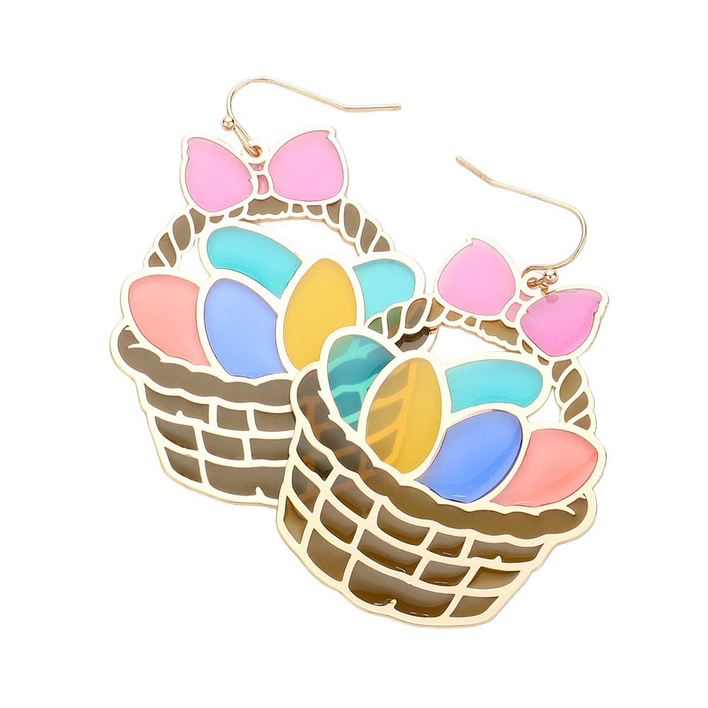 Translucent Easter Egg Basket Dangle Earrings add a playful touch to any outfit. Made with durable materials, these earrings are perfect for Easter or any springtime occasion. The translucent design adds a unique twist to traditional Easter egg baskets. Show off your festive spirit with these adorable earrings!