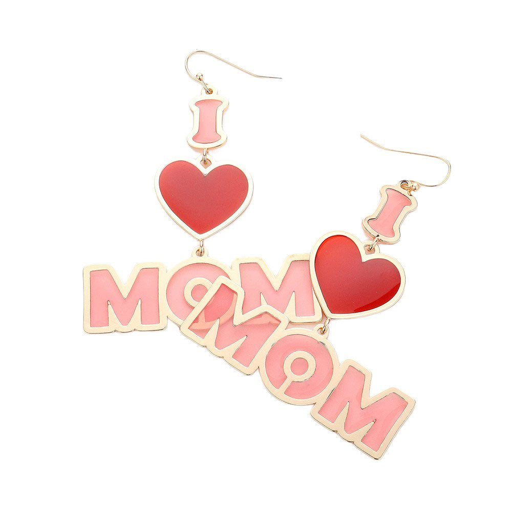 Translucent I LOVE MOM Message Dangle Earrings, Celebrate the special bond between mother and child with our Translucent earrings. The translucent design adds a touch of elegance, while the dangling message serves as a gentle reminder of your love. Show your appreciation with these heartfelt earrings.