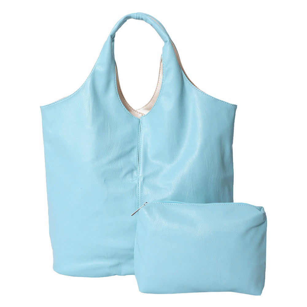 Turquoise 2PCS Reversible Metallic Tote and Pouch Bags, offers an all-around stylish and practical way to carry your essentials. Each piece features a zipper closure for secure storage and easy access. The versatile design means you can reverse the bag and create a whole new look! Ideal for everyday use and as a functional gift.