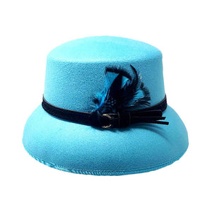 Turquoise Feather Pointed Felt Hat, is perfect for any occasion. Crafted from blended material, this hat features a stunning feather point design and a comfortable inner lining that will keep you warm and stylish. It ensures a secure fit making it a nice gift choice for those you care about. Look sharp in this classic hat.