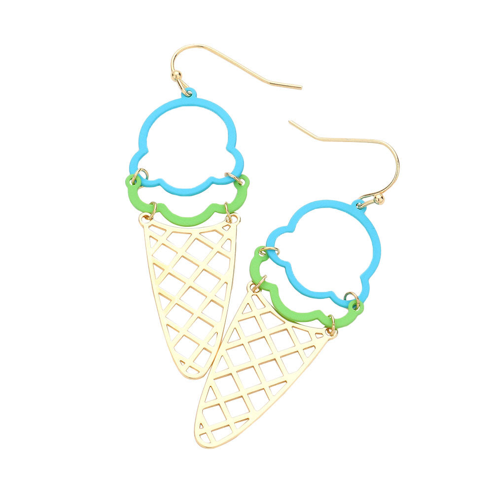 Turquoise Ice Cream Dangle Earrings, ice cream dangle earrings are fun handcrafted jewelry that fits your lifestyle, adding a pop of pretty color. Enhance your attire with these vibrant artisanal earrings to show off your fun trendsetting style. Great gift idea for your Wife, Mom, or your Loving One.