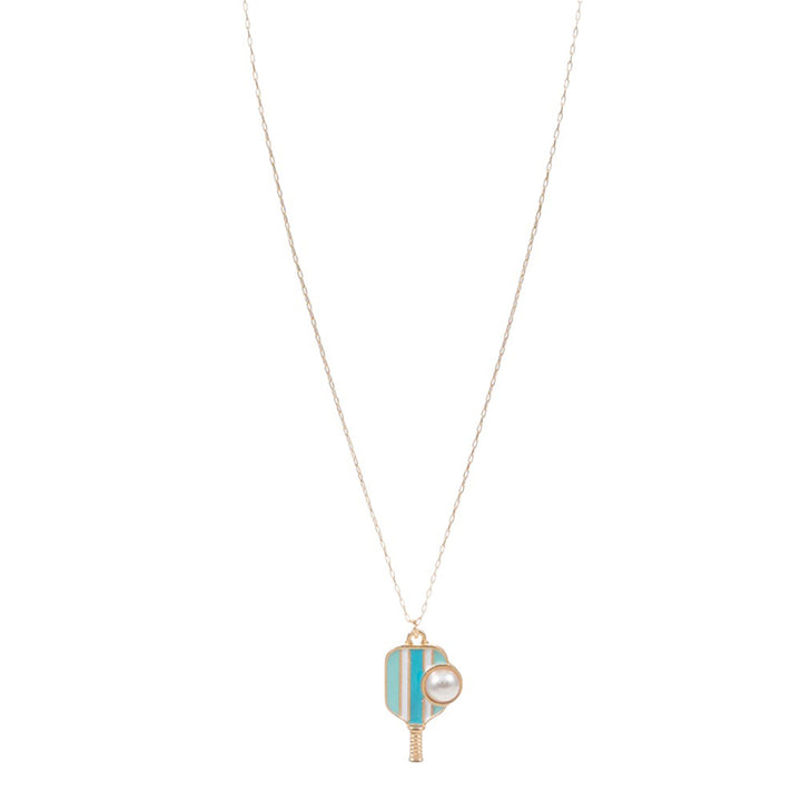 Turquoise Serve up some serious style with our Pearl Pointed Pickleball Racket Pendant Necklace! This unique necklace features a charming pearl and a playful pickleball racket pendant, perfect for any pickleball enthusiast. Show off your love for the game while looking effortlessly chic, this necklace is sure to turn heads.