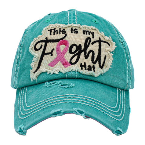 This is my Fight Hat Pink Ribbon Vintage Baseball Cap - Turquoise - Baseball Caps