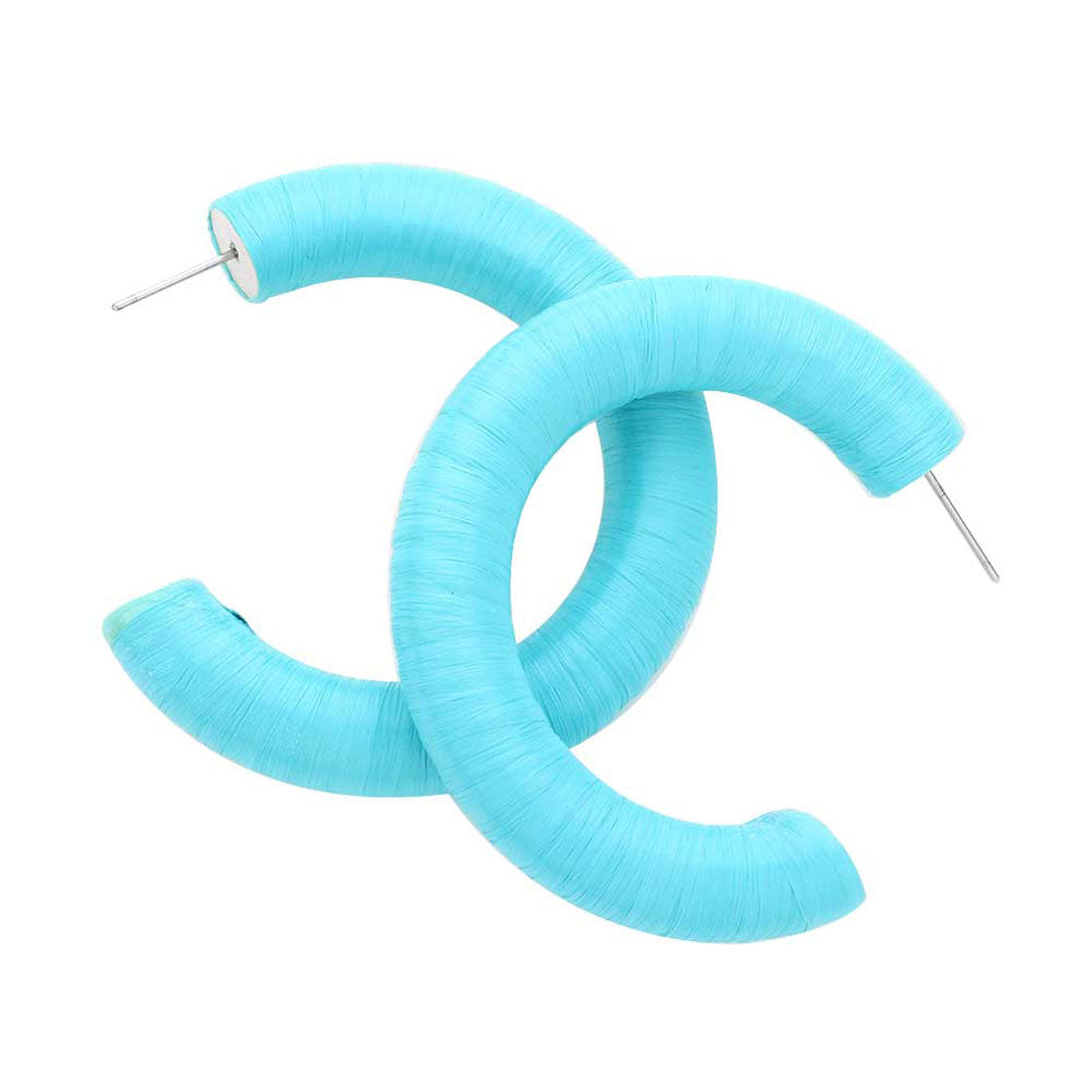 Turquoise Raffia Wrapped Hoop Earrings! These dangly accessories bring a touch of shimmer and shine to any look. Great for birthdays, anniversaries, or just because - these earrings are the perfect gift for your special someone (or yourself!). Get ready to make a sartorial statement! Awesome everyday day wear, pairs well with any outfit.