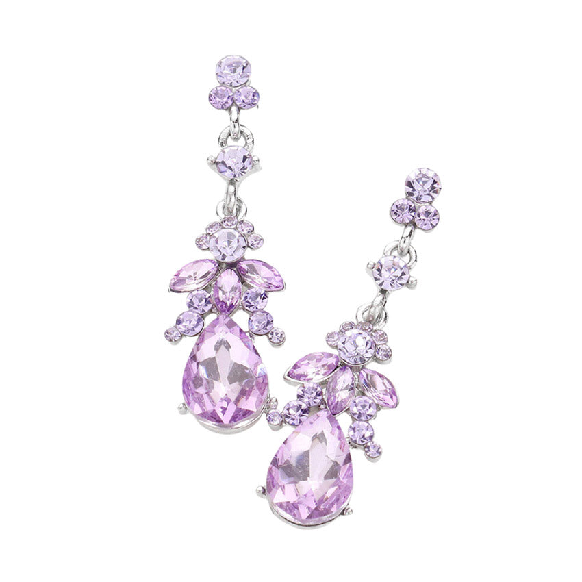 Violet Marquise Crystal Teardrop Accented Evening Earrings. Jewelry that fits your lifestyle! Perfect Birthday Gift, Anniversary Gift, Mother's Day Gift, Anniversary Gift, Graduation Gift, Prom Jewelry, Just Because Gift, Thank you Gift.