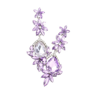 Violet Marquise Stone Teardrop Floral Dangle Evening Earrings, will make any ensemble pop! Featuring an intricate floral design and marquise-cut stones, will surely turn heads. These earrings offer long-lasting durability and shine, making them perfect for any special occasion or as an ideal gift. Make a statement with these!