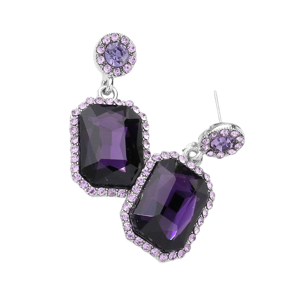 Violet Rhinestone Rectangle Stone Evening Earrings, boast an elegant, timeless design with glistening rhinestones to add a touch of sophistication to your look. The alloy metal is sturdy and durable, making these earrings perfect for any special occasion or day-to-day wear. An exquisite gift for loved ones on any special day.