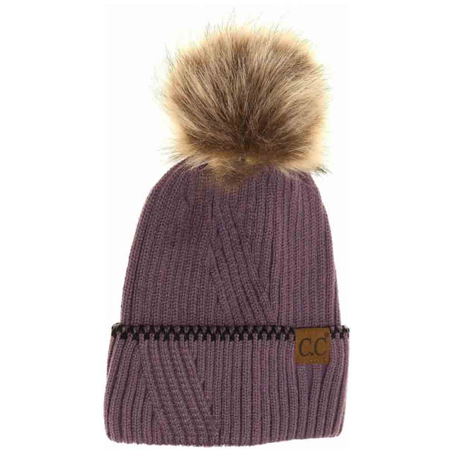 Violet  Ribbed Knit Beanie with Accented combines classic texture with subtle accent details for a refined look. Crafted from soft, stretchable yarn, it offers a comfortable, snug fit that retains warmth in cooler weather. Its versatile design makes it an expert choice for layering during outdoor activities or adding a polished touch to casual outfits. Durable and easy to pair, this beanie strikes a balance between functionality and understated style