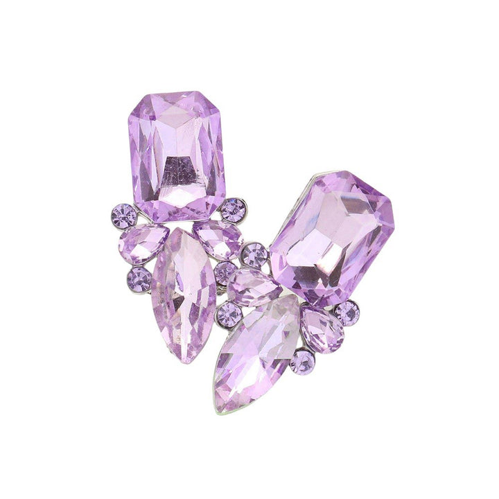 Violet Square Marquise Stone Cluster Evening Earrings, Elevate any evening look with our stunning evening earrings. Featuring a unique square marquise stone design, these earrings add a touch of elegance and sophistication. Crafted with precision and quality materials, they are sure to make a statement.