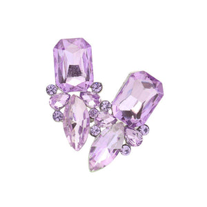 Violet Square Marquise Stone Cluster Evening Earrings, Elevate any evening look with our stunning evening earrings. Featuring a unique square marquise stone design, these earrings add a touch of elegance and sophistication. Crafted with precision and quality materials, they are sure to make a statement.