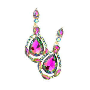 Vitrail Crystal Rhinestone Teardrop Evening Earrings, are beautifully crafted with glimmering crystal rhinestones and a teardrop design that adds elegance and charm to your look. They are the perfect accessory for adding a touch of glamour to any special occasion. A quintessential gift choice for loved ones on any special day.