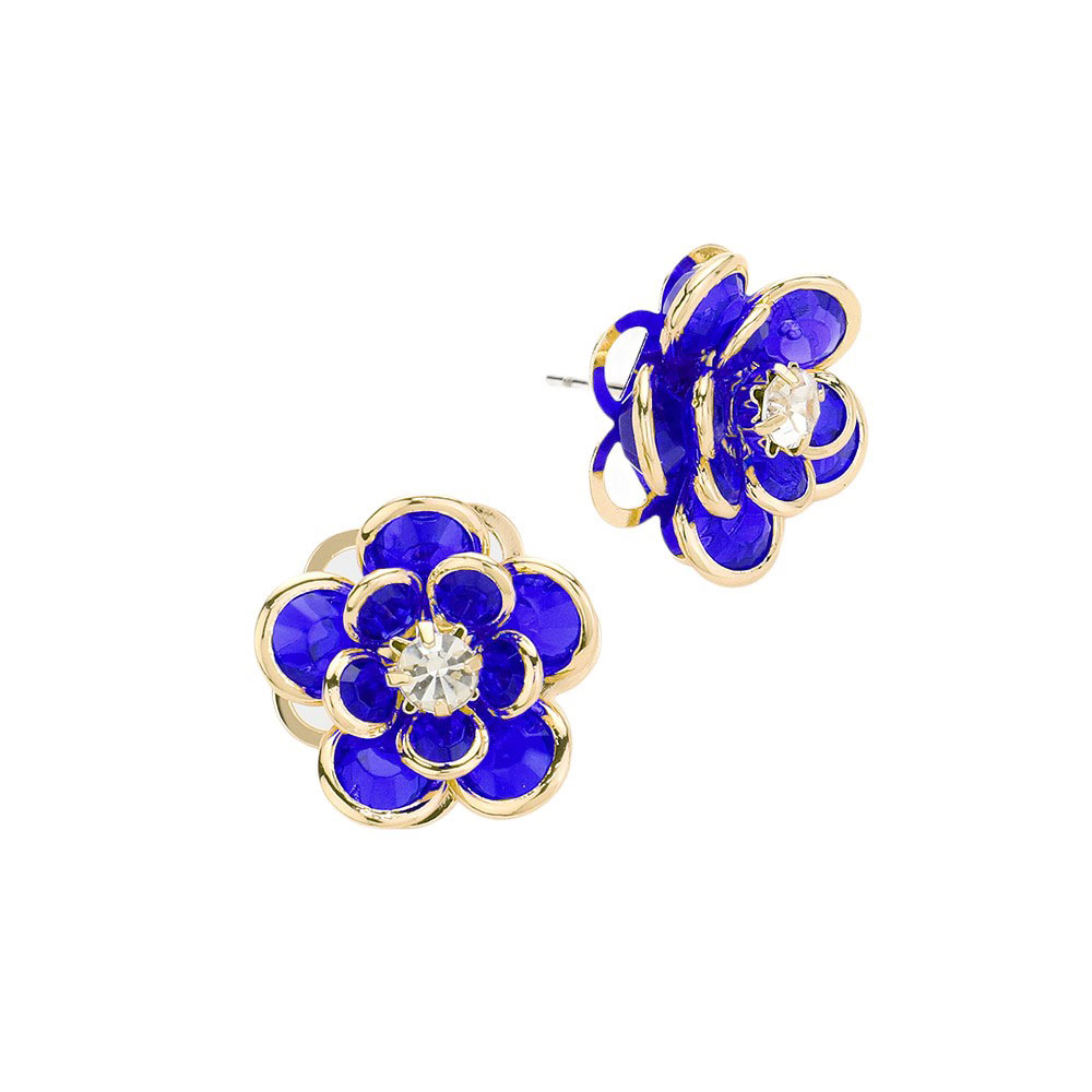 Blue Stone Pointed Flower Stud Earrings add a touch of elegance to any outfit. With their precision-cut stones and delicate flower design, these earrings are perfect for both casual and formal occasions. The pointed shape creates a unique and eye-catching look, making them a beautiful addition to your jewelry collection.