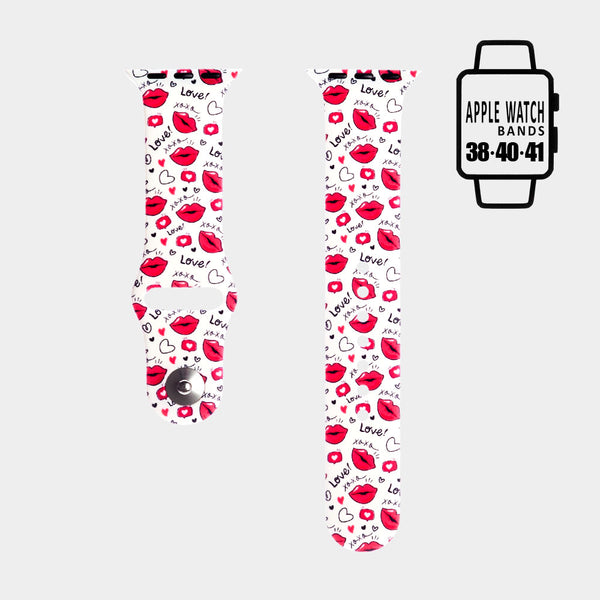 Lips Love Heart Patterned Apple Watch Silicone Band