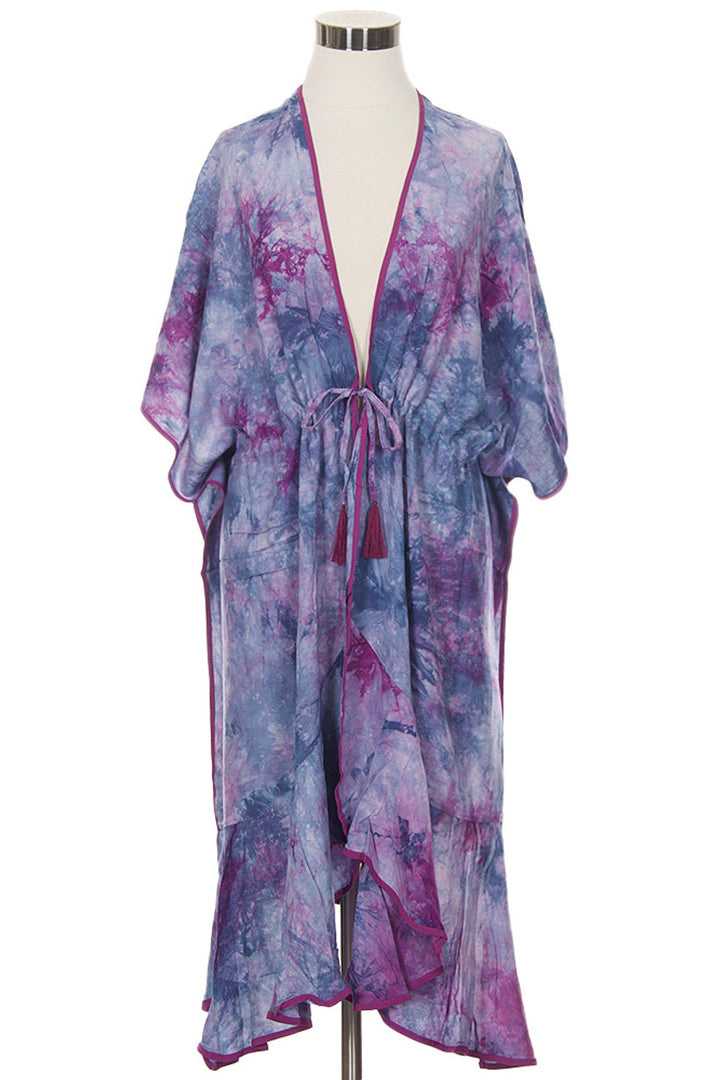 Wild Berry  C.C. Tie Dye Beach Coverup is perfect for your next beach day. Made with high-quality material, it offers both comfort and style. The vibrant tie-dye design adds a fun touch to your beach outfit, while the lightweight fabric allows for easy movement. Stay cool and fashionable with this must-have beach coverup.