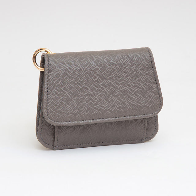Madeline Love Gray Faux Pebble Leather Compact Card Wallet Bag Charm - Bags & Wallets