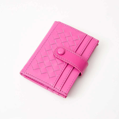 Faux Leather Classic Woven Card Holder Wallet - Tan