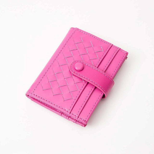 Madeline Love Fuchsia Faux Leather Classic Woven Card Holder Wallet - Bags & Wallets
