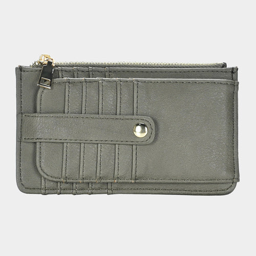 Faux Leather Wallet - Olive Green