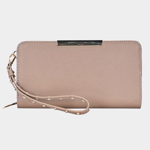 Faux Leather Zipper Wallet - Neutral