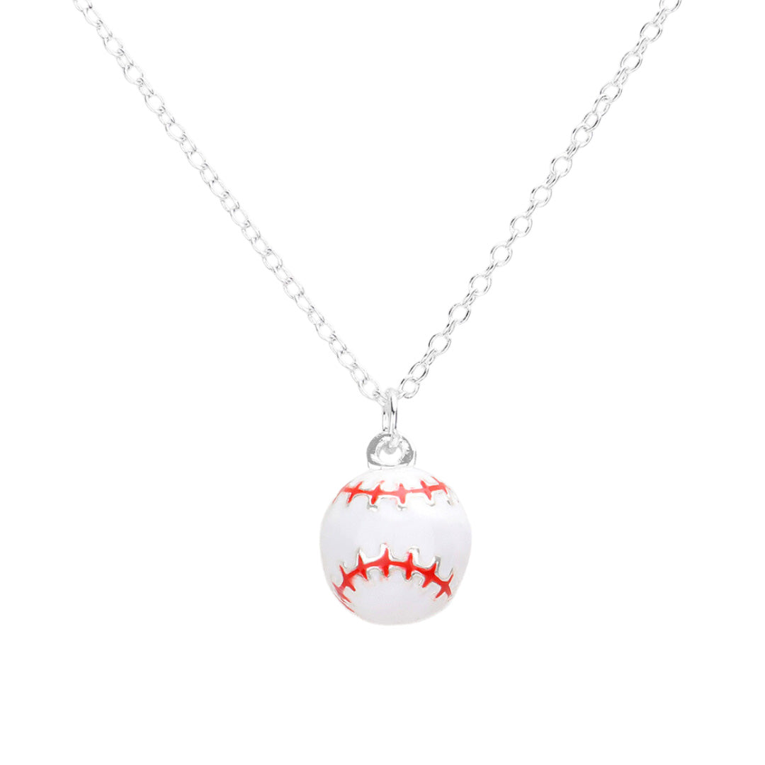 Sterling Silver Diamond Cut Baseball Glove Pendant Necklace