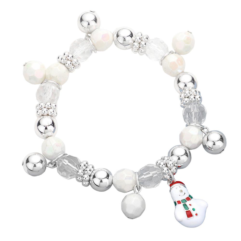 White 3D Enamel Metal Snowman Charm Beaded Stretch Bracelet, is the perfect way to show off your festive style. Crafted of fine Enamel Metal, the bracelet features a unique snowman charm, and its stretch design makes it comfortable and easy to wear. Perfect gift for birthdays, anniversaries, Mother's Day, etc.