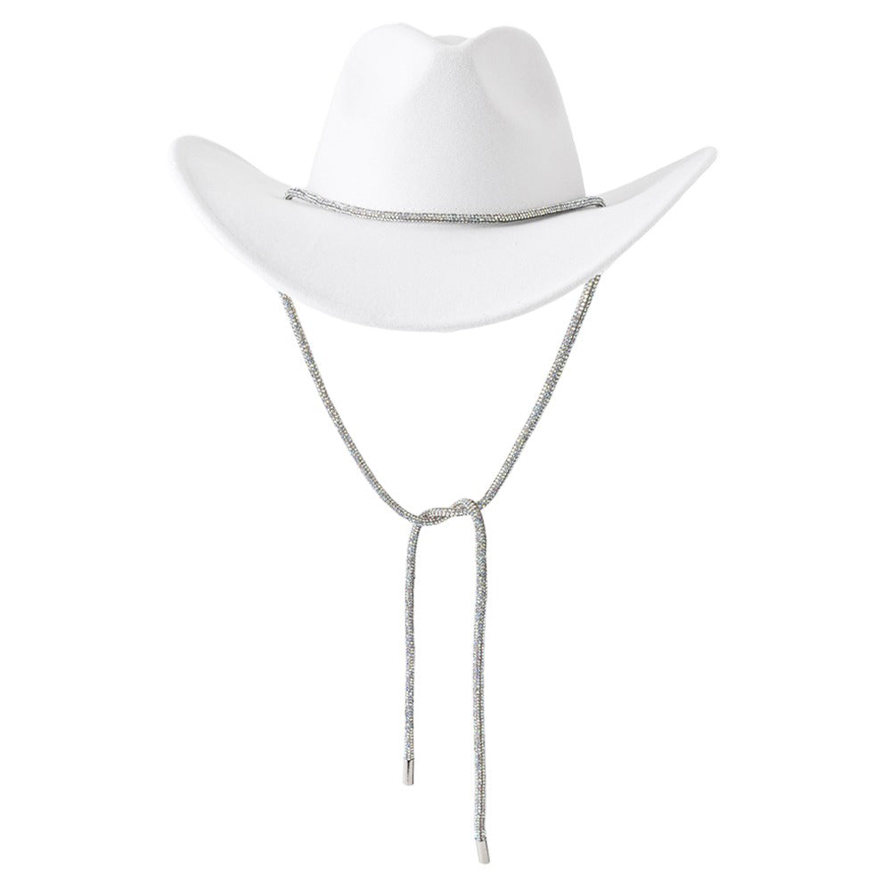 White Bling Band Strap Cowboy Fedora Panama Hat, is the perfect combination of style and sophisticated design. The luxurious hat features a sleek bling band strap, making it an ideal choice for any occasion. Perfect gift idea for fashion forwarded, traveler friends, and family members