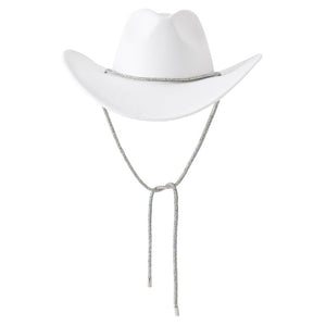 White Bling Band Strap Cowboy Fedora Panama Hat, is the perfect combination of style and sophisticated design. The luxurious hat features a sleek bling band strap, making it an ideal choice for any occasion. Perfect gift idea for fashion forwarded, traveler friends, and family members
