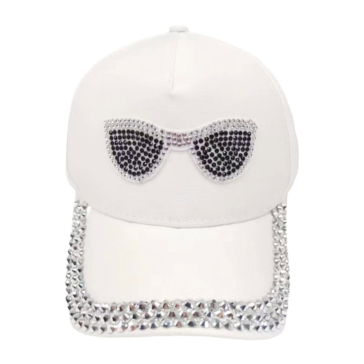 White Bling Sunglasses Accented Studded Baseball Cap, this stylish baseball cap is the perfect accessory for any casual outing. It looks so pretty, bright, and elegant in any season. The cap is adjustable, ensuring maximum comfort. Show your style with this perfect accessory. This cap is a fantastic gift for your loved one.