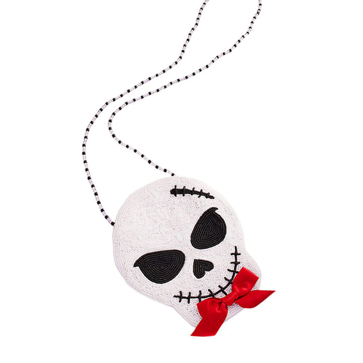 Bow Pointed Halloween Skull Beaded Mini Crossbody Bag, This Halloween bag is the perfect accessory for celebrating the holiday season and giving the perfect occasional gift to loved ones. With its unique design and high-quality beaded construction, this bag is both stylish and durable.