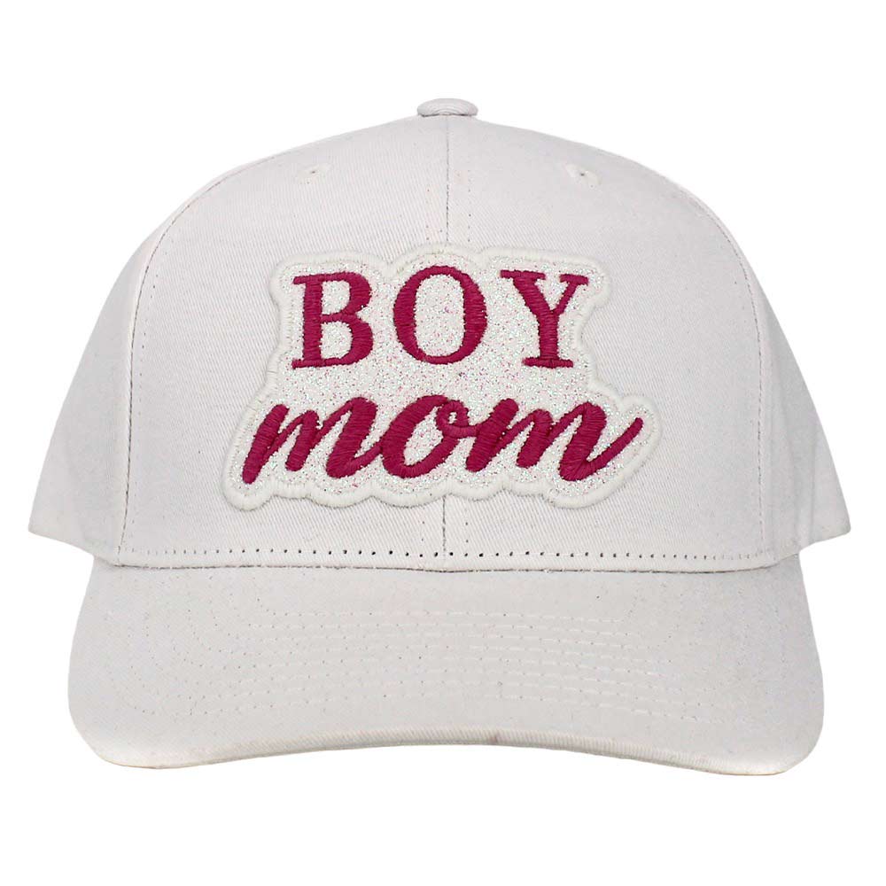 White Boy Mom Message Baseball Cap, is made with comfortable cotton fabric and features an adjustable snap closure for a perfect fit. The embroidered message is sure to make any mom feel proud. Show your support for your little guy with this! Make a lovely gift to your newly mothered friends and family members.