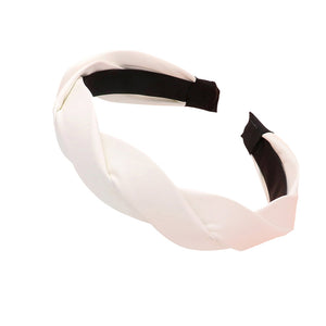 White Braided Solid Faux Leather Headband, creates a natural & beautiful look while perfectly matching your color with the easy-to-use braided solid headband. Push your hair back and spice up any plain outfit with this headband!