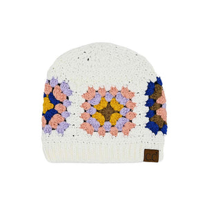 White C.C Multi Color Crochet Beanie, is the perfect accessory, featuring a unique multi-color design, lightweight construction, and an adjustable fit. The soft crochet accent adds a delightful touch of fun to any outfit. Awesome winter gift accessory for birthdays, Christmas, holidays, and anniversaries, to your friends.
