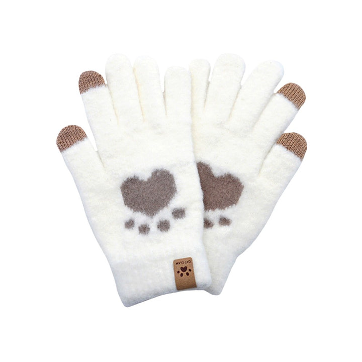 White Cat Paw Pointed Smart Touch Gloves, Perfect for staying connected while keeping your hands warm. The unique cat paw design adds a touch of fun to these functional gloves. With smart touch technology, you can use your devices without taking them off. Stay warm and connected with these stylish gloves.