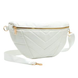White Chevron Patterned Solid Sling Bag, is a stylish and versatile accessory. Its adjustable shoulder strap allows for comfortable wear, while the compact size is perfect for carrying your essentials like your phone, wallet, keys, and more. Perfect gift for traveler friends, fashion-forwarded family members, and friends. 