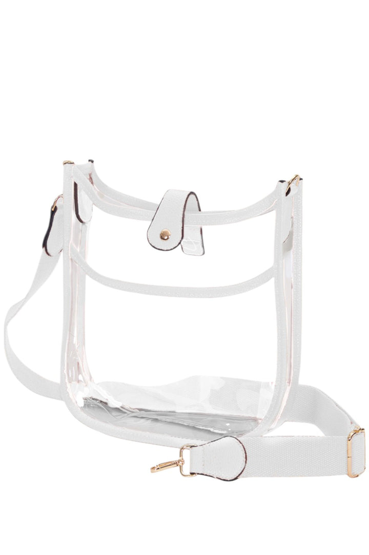 Clear Stadium Concert Crossbody Bag is expertly crafted to comply with strict venue security policies, featuring a fully transparent design for quick inspection. Its lightweight, durable construction ensures comfort and longevity, while the adjustable crossbody strap provides a secure, hands-free fit. Perfectly sized to hold essentials like tickets, phones, and wallets, this bag combines practicality with convenience for seamless access at concerts and stadium events.