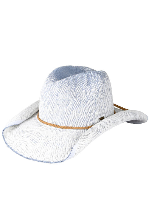 C.C Ombre Rolled Up Edge Cowboy Hat - White-Denim