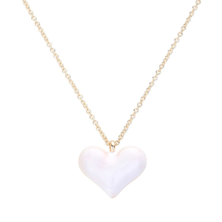 White Enamel Heart Pendant Necklace, Show off your love with our Pendant Necklace. This necklace features a beautiful enamel heart pendant that is both stylish and durable. With its elegant design and high-quality materials, it is the perfect accessory to add to any outfit. Express your love with this must-have necklace.