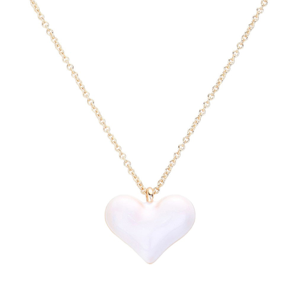 White Enamel Heart Pendant Necklace, Show off your love with our Pendant Necklace. This necklace features a beautiful enamel heart pendant that is both stylish and durable. With its elegant design and high-quality materials, it is the perfect accessory to add to any outfit. Express your love with this must-have necklace.