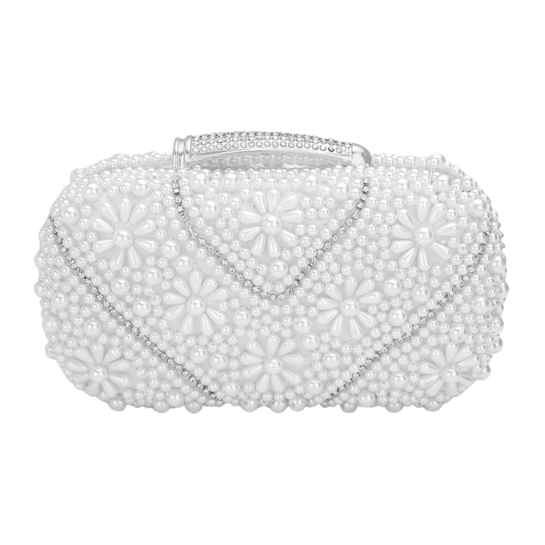 Cream Floral Pearl Stone Embellished Evening Clutch Crossbody Bag, is beautifully designed and fit for all occasions & places. Its catchy and awesome appurtenance drags everyone's attraction to you at any place & occasion. Perfect gift ideas for a Birthday, Christmas, Anniversary, Valentine's Day, or any special occasion.