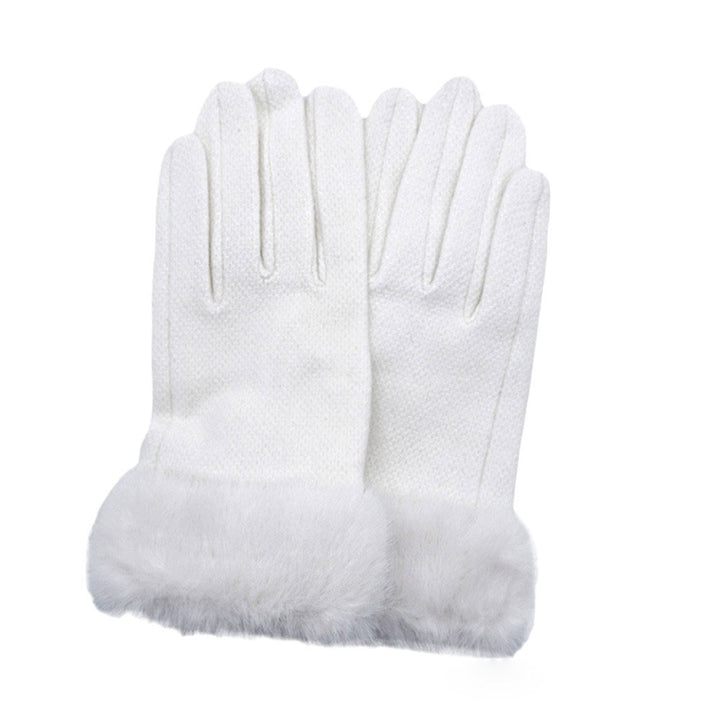 White-Fuzzy Fux Fur Collar Smart Touch Gloves, Soft fur collar adds a touch of luxury, while the smart touch technology allows you to use your phone or tablet without taking off your gloves. Experience stylish functionality in the cold weather. It is an incomparable gift to the one you love the most.