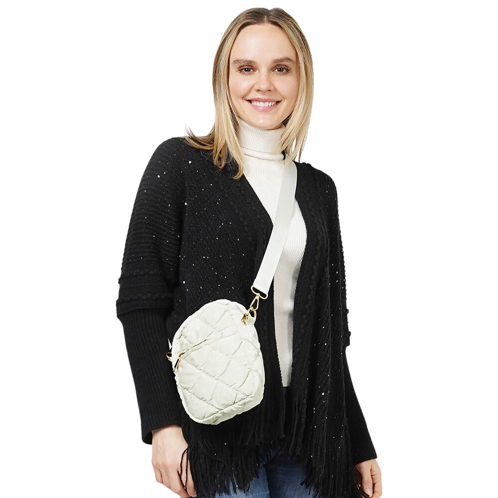 White Glossy Puffer Mini Crossbody Bag, be the ultimate fashionista when carrying this puffer mini crossbody bag in style. This crossbody bag for women could keep all your documents, Phone, Travel, Money, Cards, keys, etc in one compact place, and comfortably within arm's reach. Stay comfortable and smart.