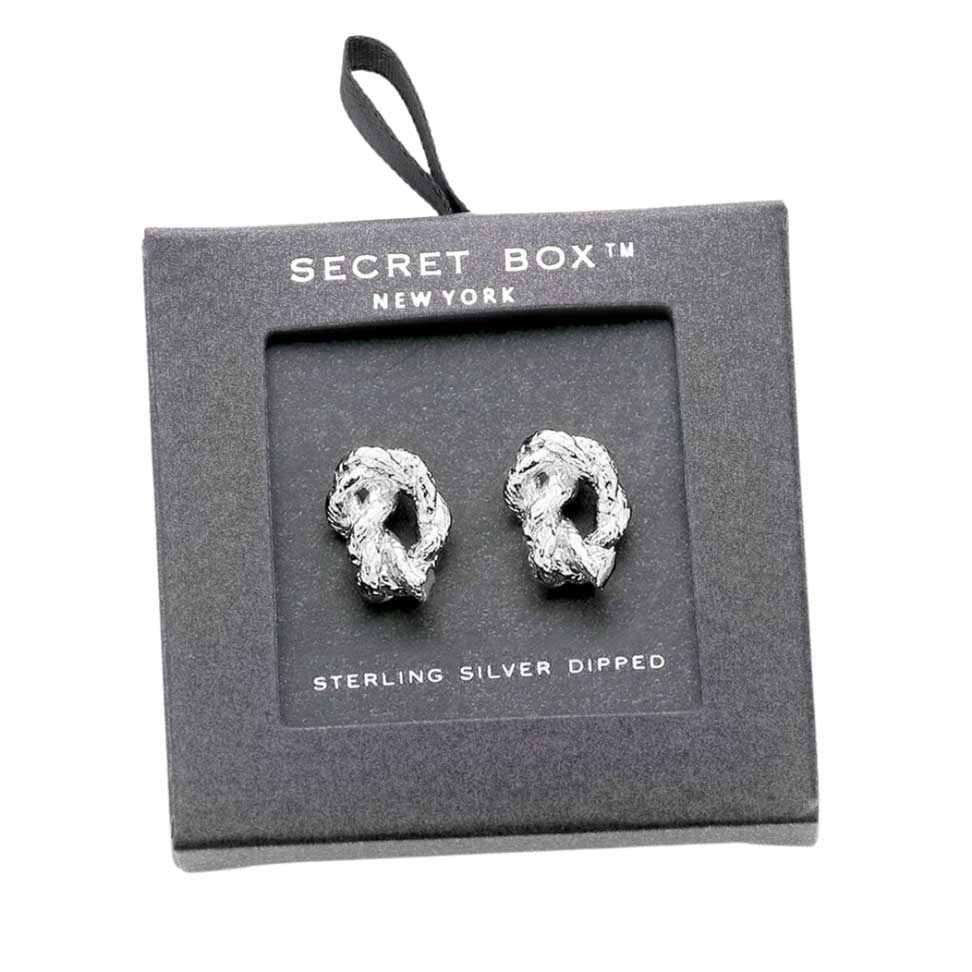 White Gold Secret Box Sterling Silver Dipped Abstract Metal Stud Earrings. Take your love for statement accessorizing to a new level of affection with these Earrings! Highlight your appearance, and grasp everyone's eye at party. Enhance your attire with these vibrant artisanal earrings to show off your fun trendsetting style. 