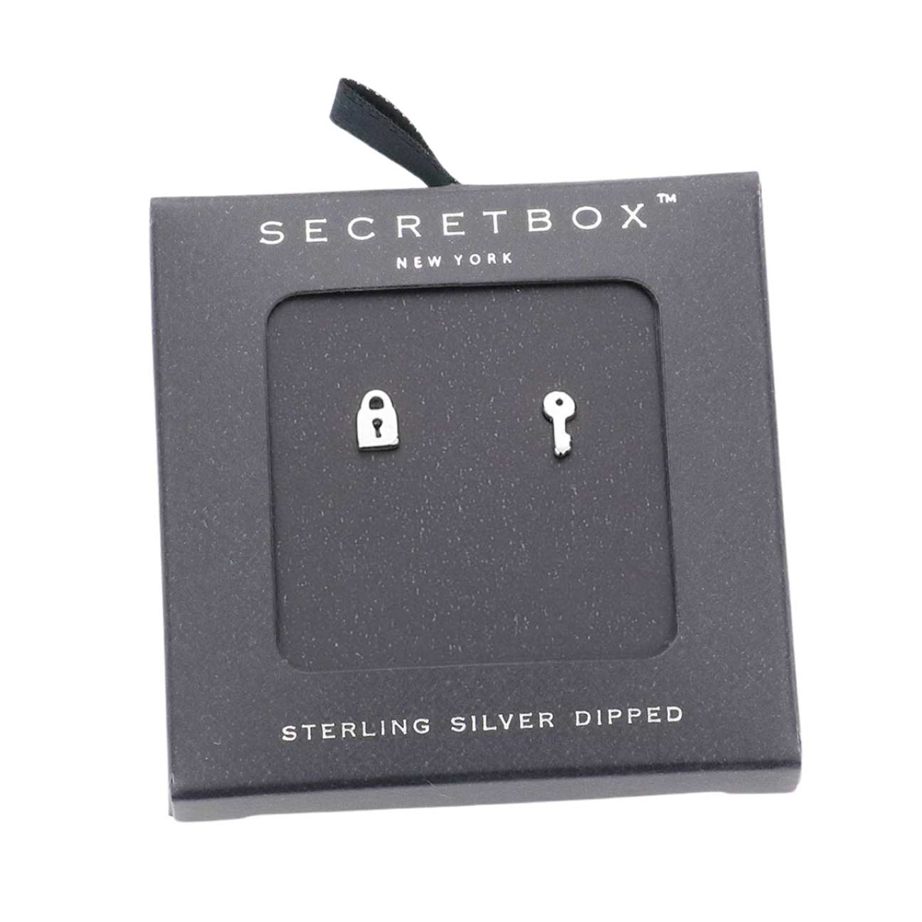 White Gold Secret Box Sterling Silver Dipped Key & Lock Stud Earrings. Its minimalistic design is perfect for everyday wear and adds a pop of color to any ensemble. The key and lock design add a unique subtle hint of sophistication and elegance. Perfect gift for Birthday, Anniversary , Mother's Day, Anniversary, Valentine's Day.