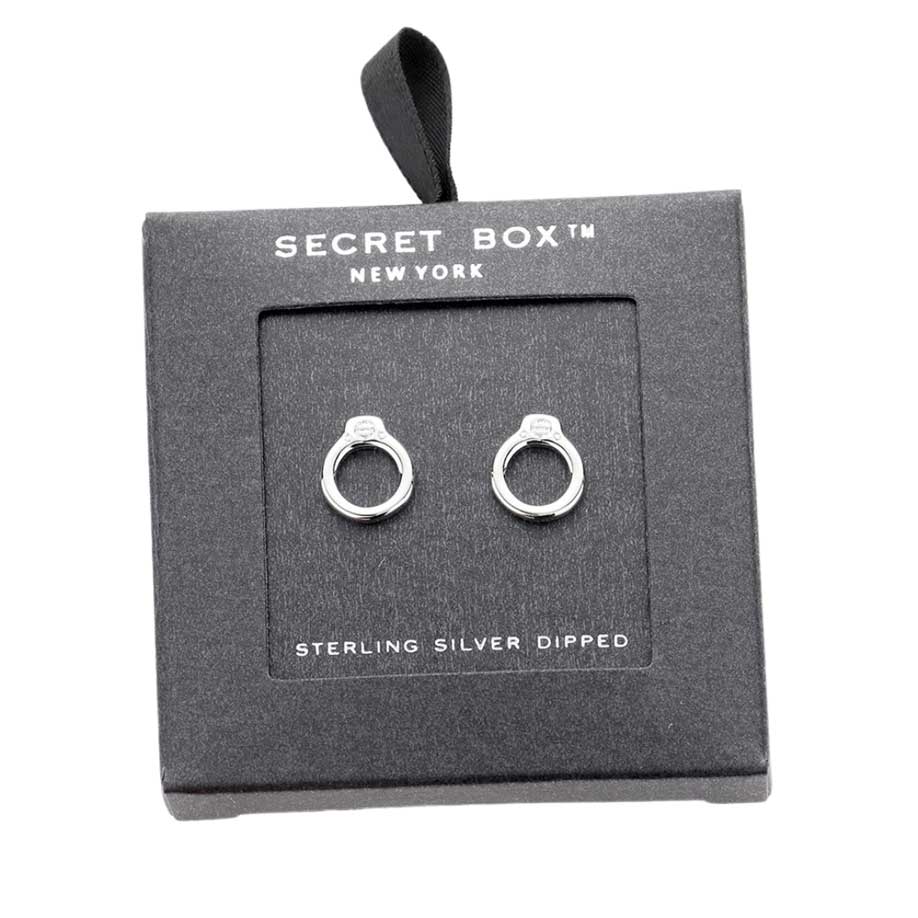 White Gold Secret Box Sterling Silver Dipped Open Metal Stud Earrings, show your perfect class anywhere. The beautifully crafted design adds a gorgeous glow to outfit. Jewelry that fits your lifestyle adding extra luxe! Perfect gift for Birthday, Anniversary, Mother's Day, Anniversary, Graduation, Prom Jewelry, Just Because. 