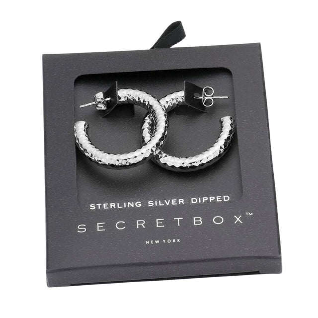 White Gold Secret Box Sterling Silver Dipped Textured Metal Earrings, are beautiful jewelry that fits your lifestyle, adding a pop of pretty color. Enhance your attire with these vibrant artisanal earrings to show off your fun trendsetting style. Great gift idea for your Wife, Mom, your Loving one, or any family member.