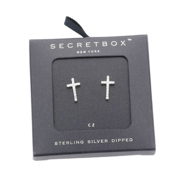 White Gold Sterling Silver Dipped CZ Cross Stud Earrings, get ready with these earrings to receive the best compliments on any occasion. The beautifully crafted design adds a gorgeous glow to any outfit. These classy earrings are the perfect gift for your lovers, mothers, friends, and family members.
