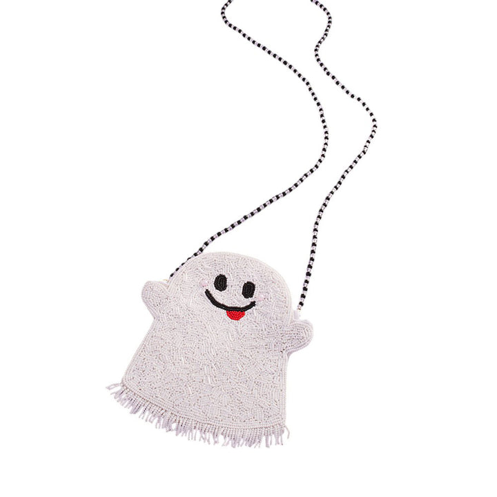 Halloween Ghost Beaded Mini Crossbody Bag, Get into the spooky spirit with this adorably quirky Halloween Bag! The playful ghost design and beaded embellishments make this bag a must-have for any Halloween lover. It's the perfect size for holding all your essentials while trick-or-treating or attending a costume party.